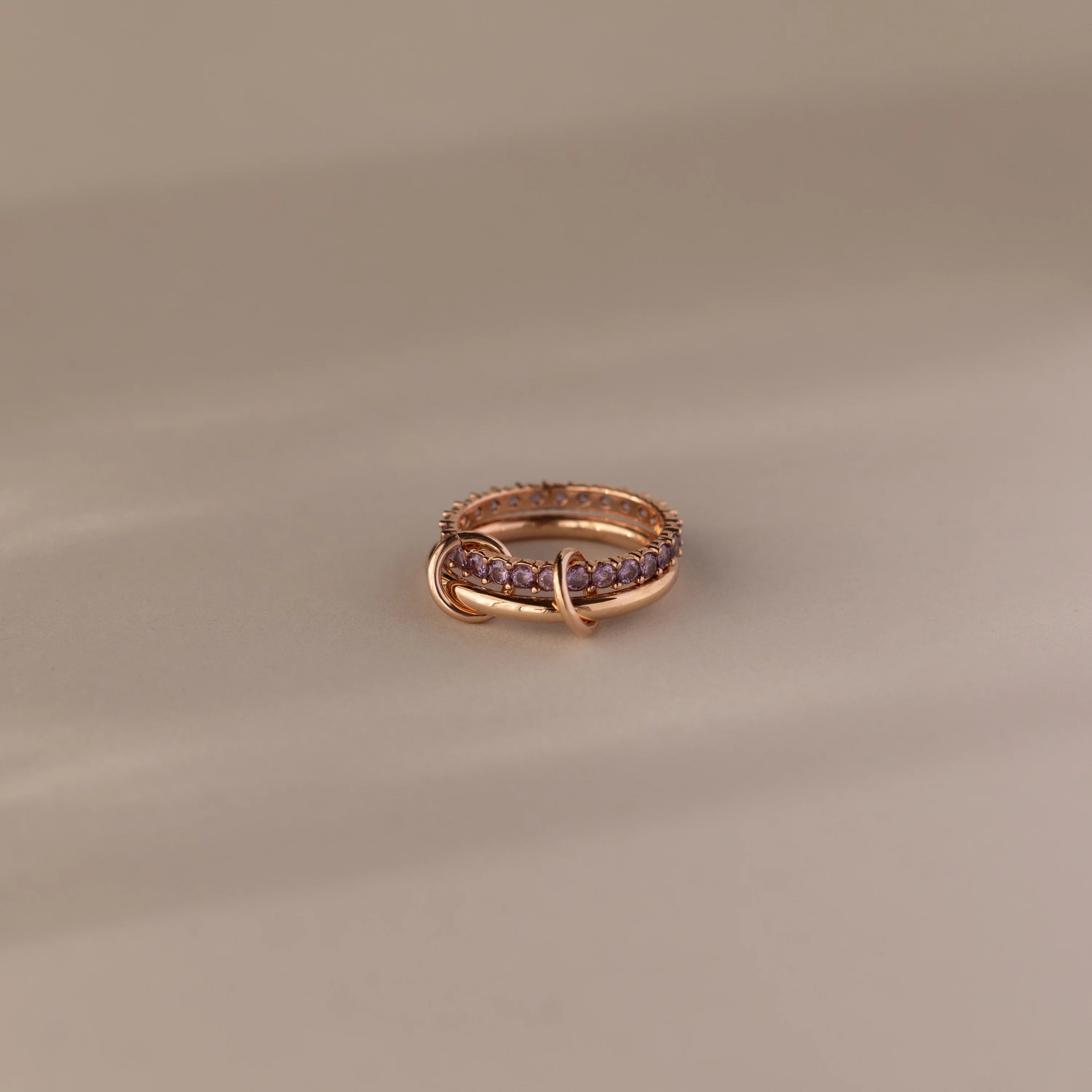 Alexandrite Eternity Band Duo Tennis Linked Ring Set Silver 18K Gold Plated