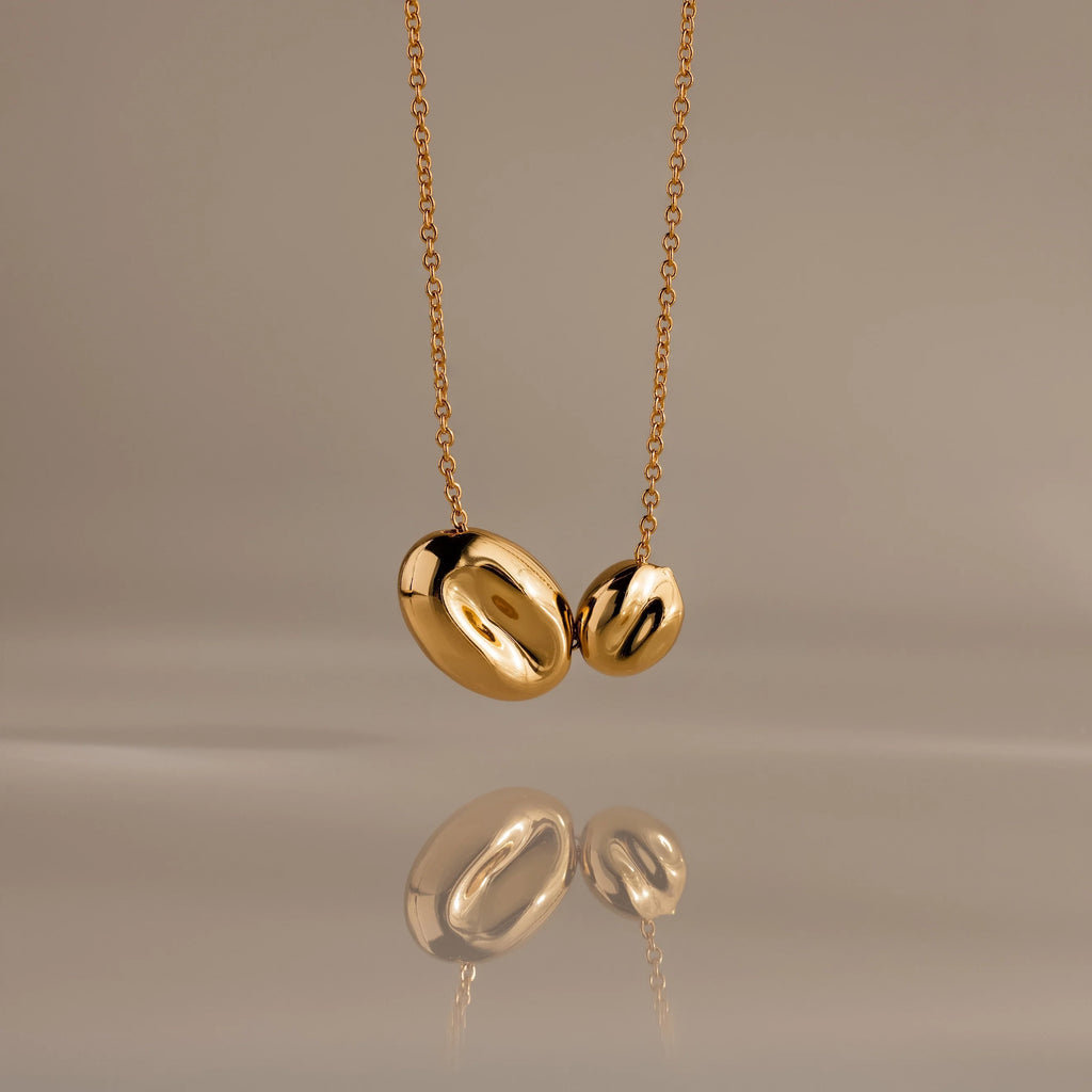 Duo Pebble Necklace Silver 18K Gold Plated