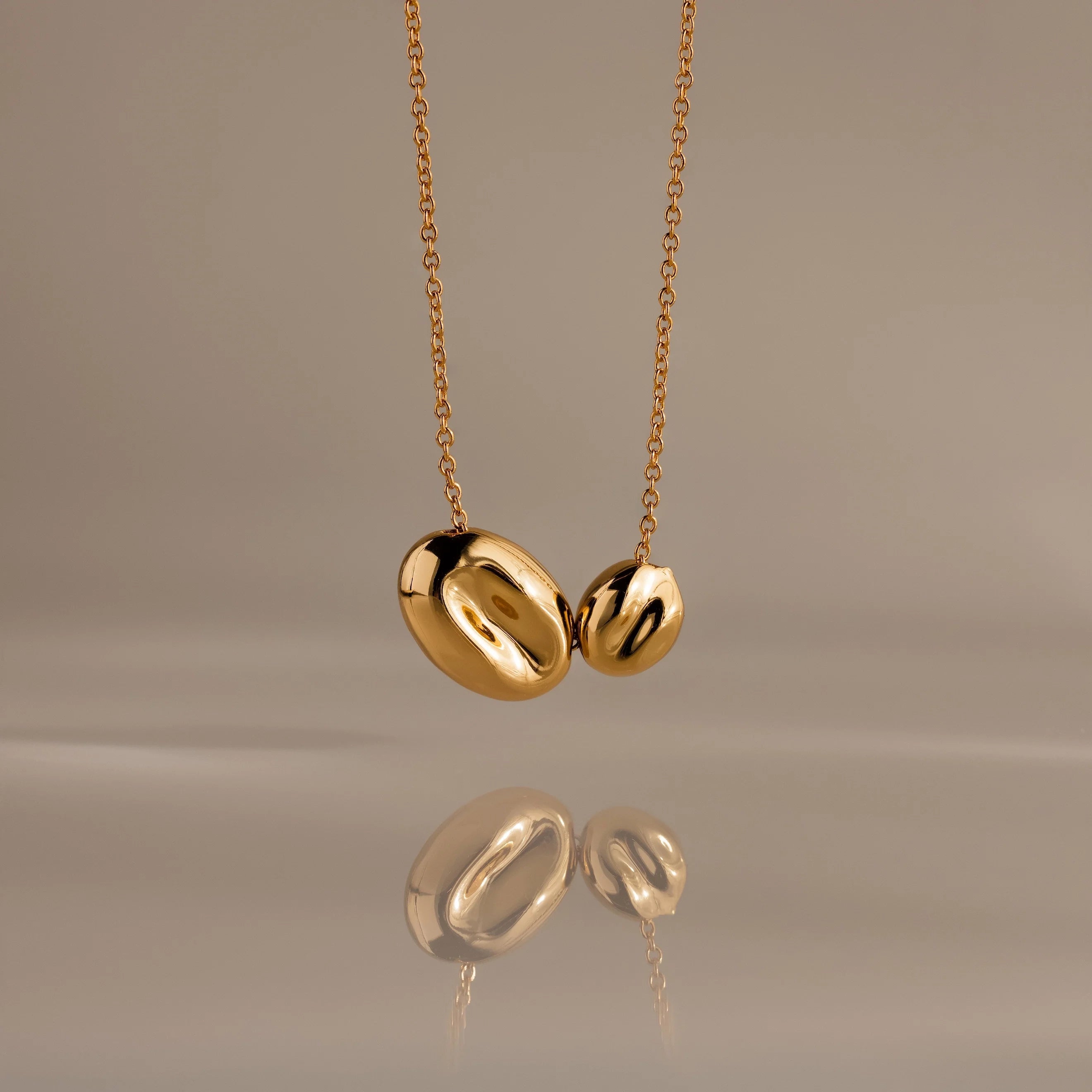 Duo Pebble Necklace Silver 18K Gold Plated
