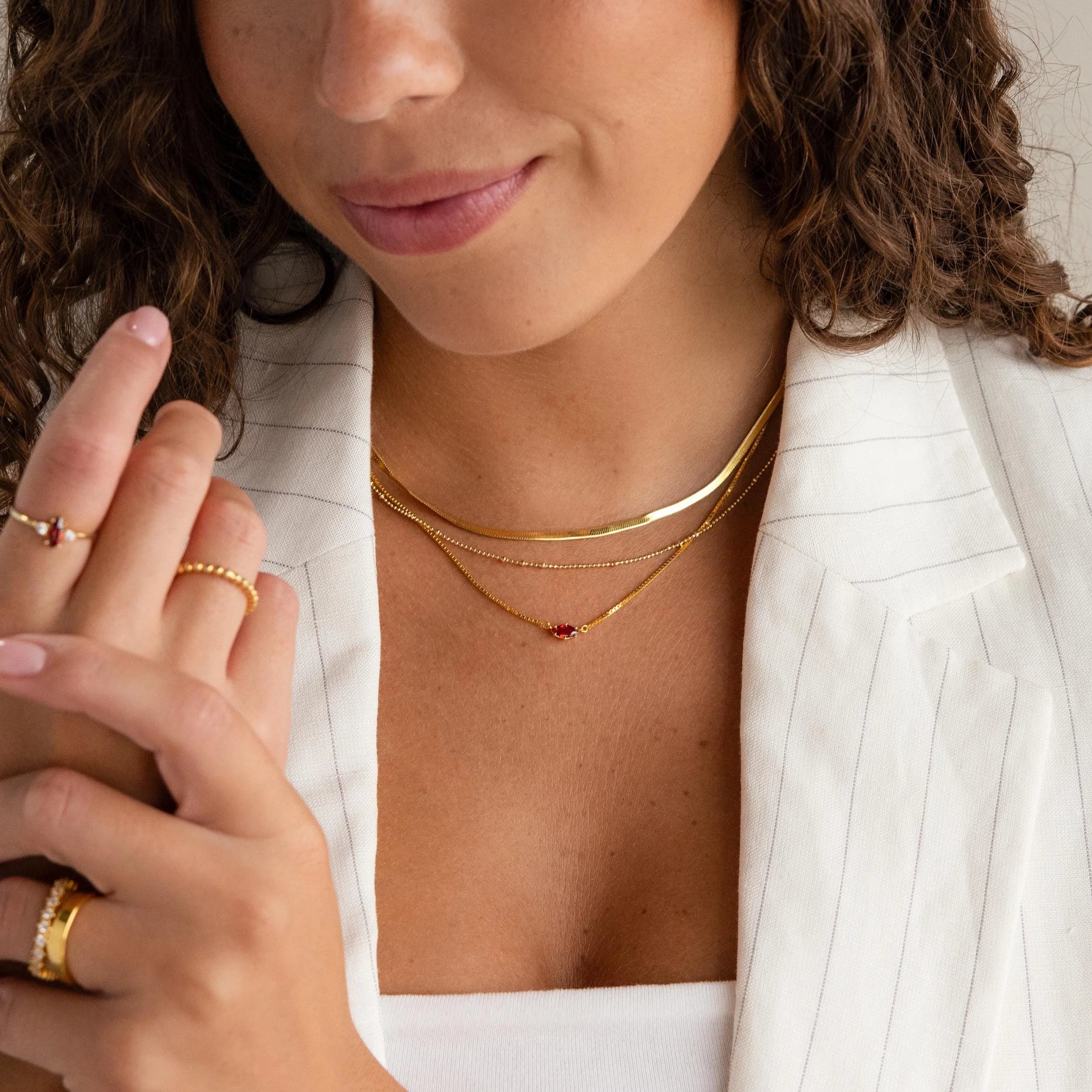 Dainty Marquise Birthstone Necklace Silver 18K Gold Plated