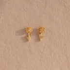 Birth Flower Stud Earrings Silver 18K Gold Plated