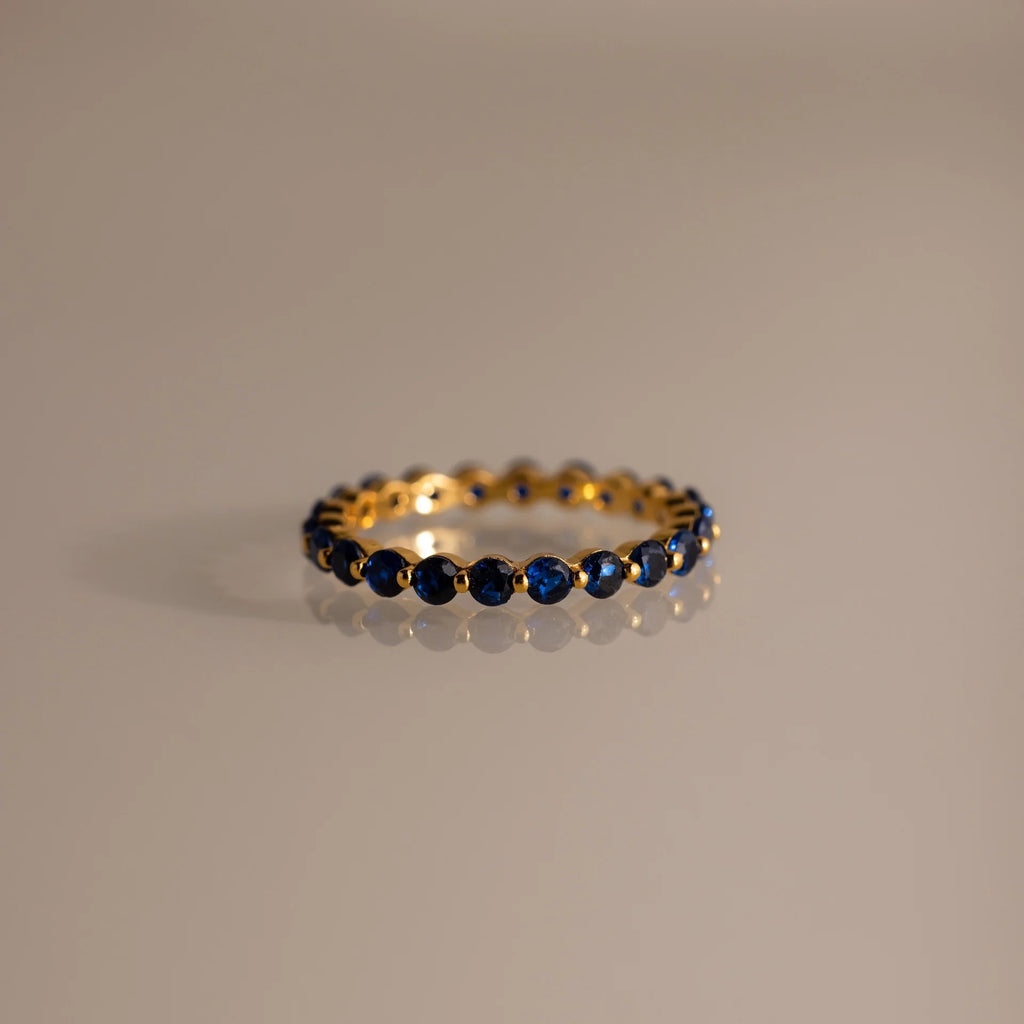Lace Eternity Sapphire Ring Silver 18K Gold Plated