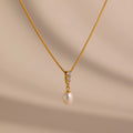 Diamond Pearl Droplet Necklace Silver 18K Gold Plated