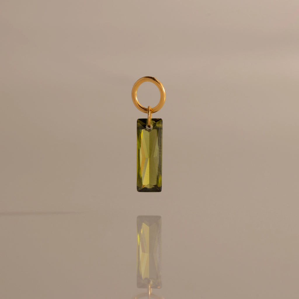 Skinny Baguette Peridot Charm Silver 18K Gold Plated