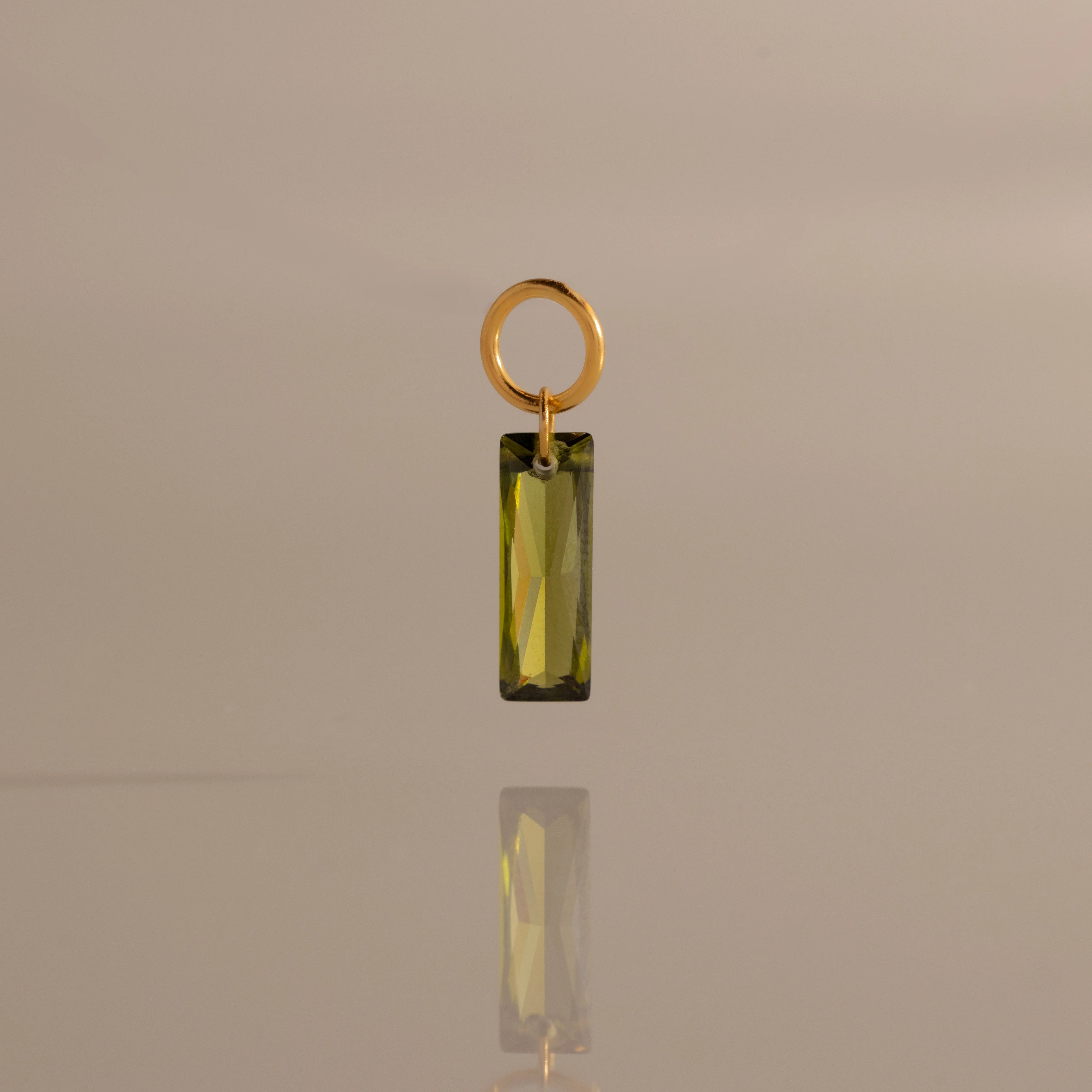 Skinny Baguette Peridot Charm Silver 18K Gold Plated