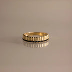 Ribbed Onyx Stack Ring Silver 18K Gold Plated