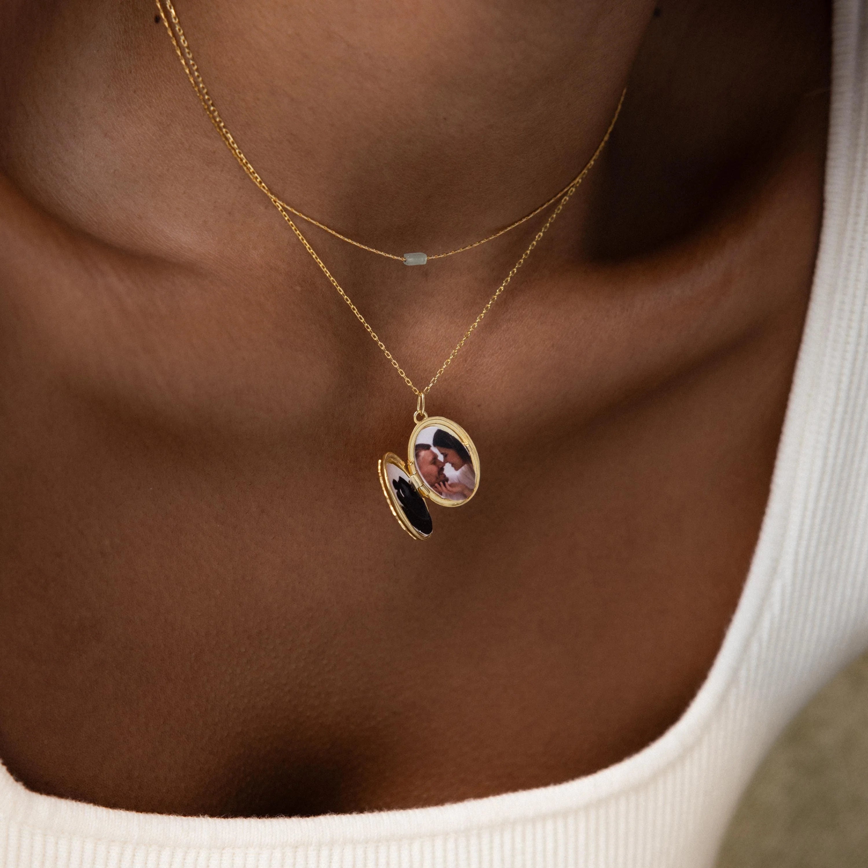Floral Handwriting Locket Necklace Silver 18K Gold Plated