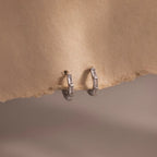 Baguette Diamond Huggies Silver 18K Gold Plated