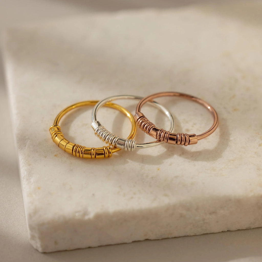 Dainty Beads Code Ring Silver 18K Gold Plated