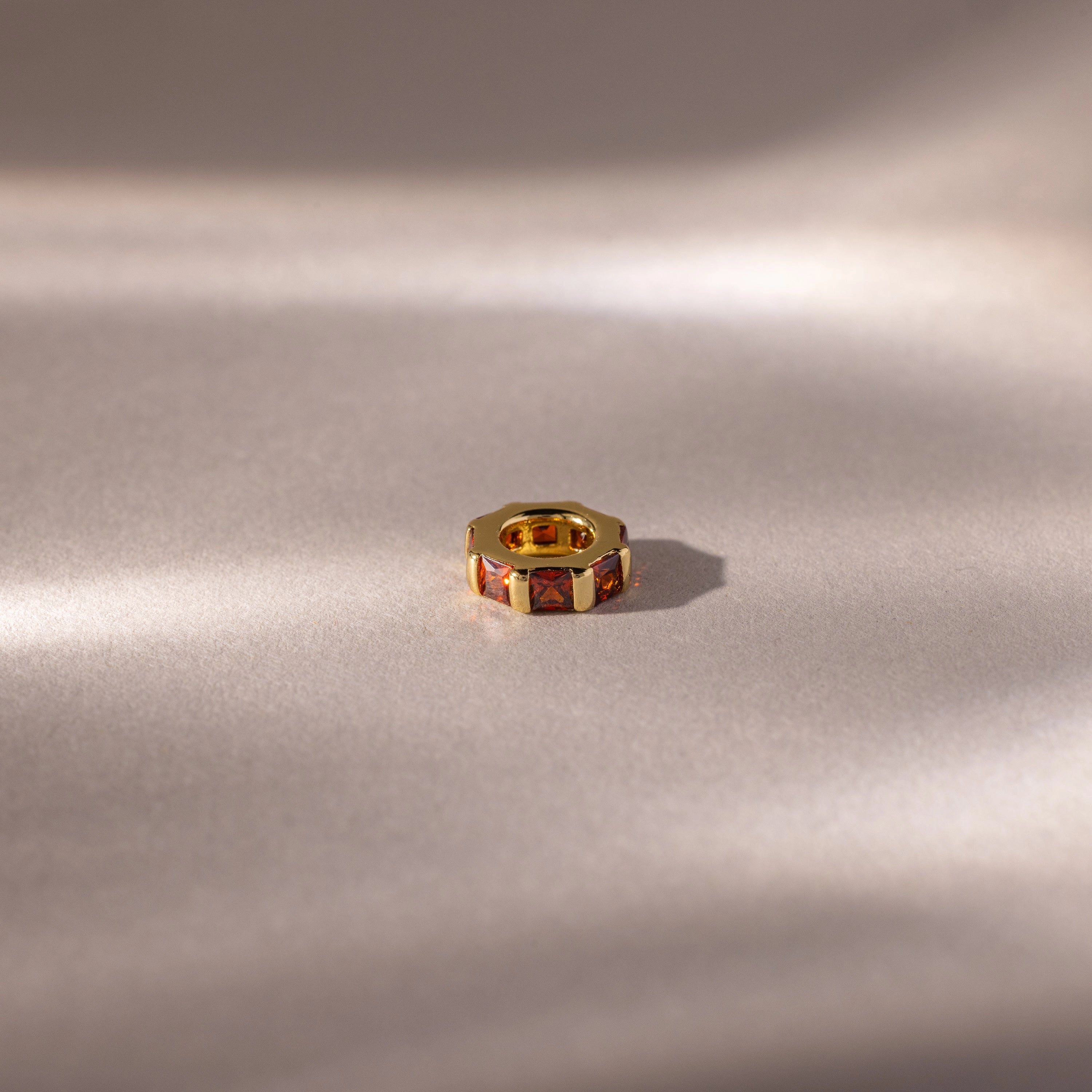 Infinity Princess Garnet Charm Silver 18K Gold Plated