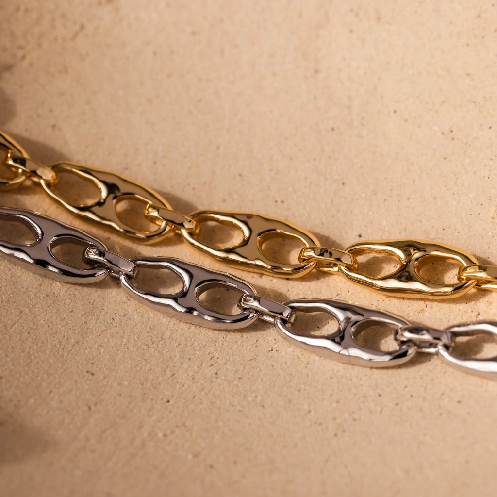 Organic Mariner Chain Bracelet Silver 18K Gold Plated