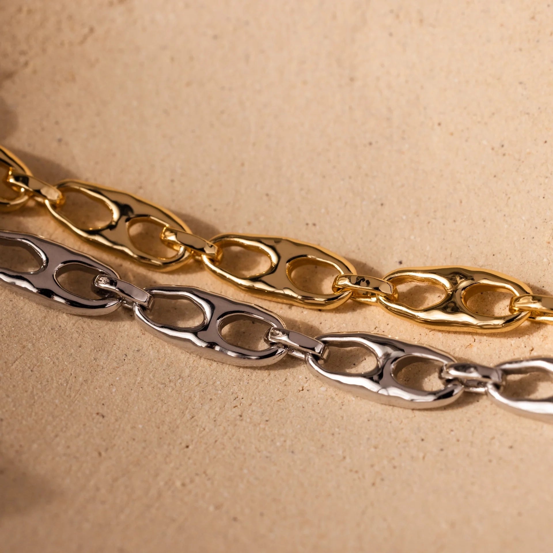 Organic Mariner Chain Bracelet Silver 18K Gold Plated