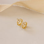 Diamond Ribbon Bow Huggies Silver 18K Gold Plated
