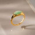 Marquise Jade Signet Ring Silver 18K Gold Plated