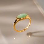 Marquise Jade Signet Ring Silver 18K Gold Plated
