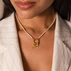 Pearl Chain Clasp Necklace Silver 18K Gold Plated
