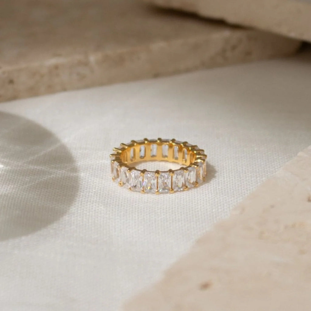 Diamond Colette Eternity Ring Silver 18K Gold Plated