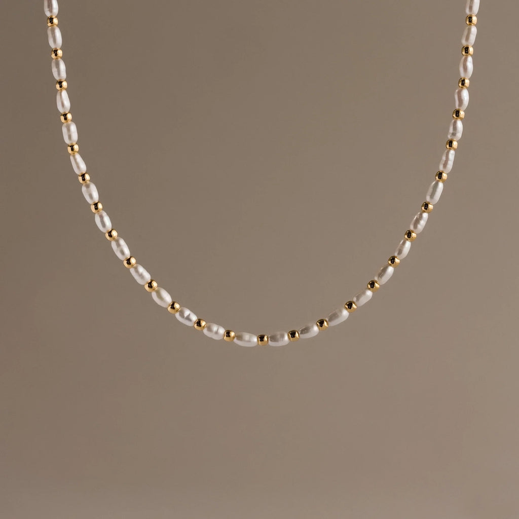 Beaded Pearl Necklace 18K Gold Plated