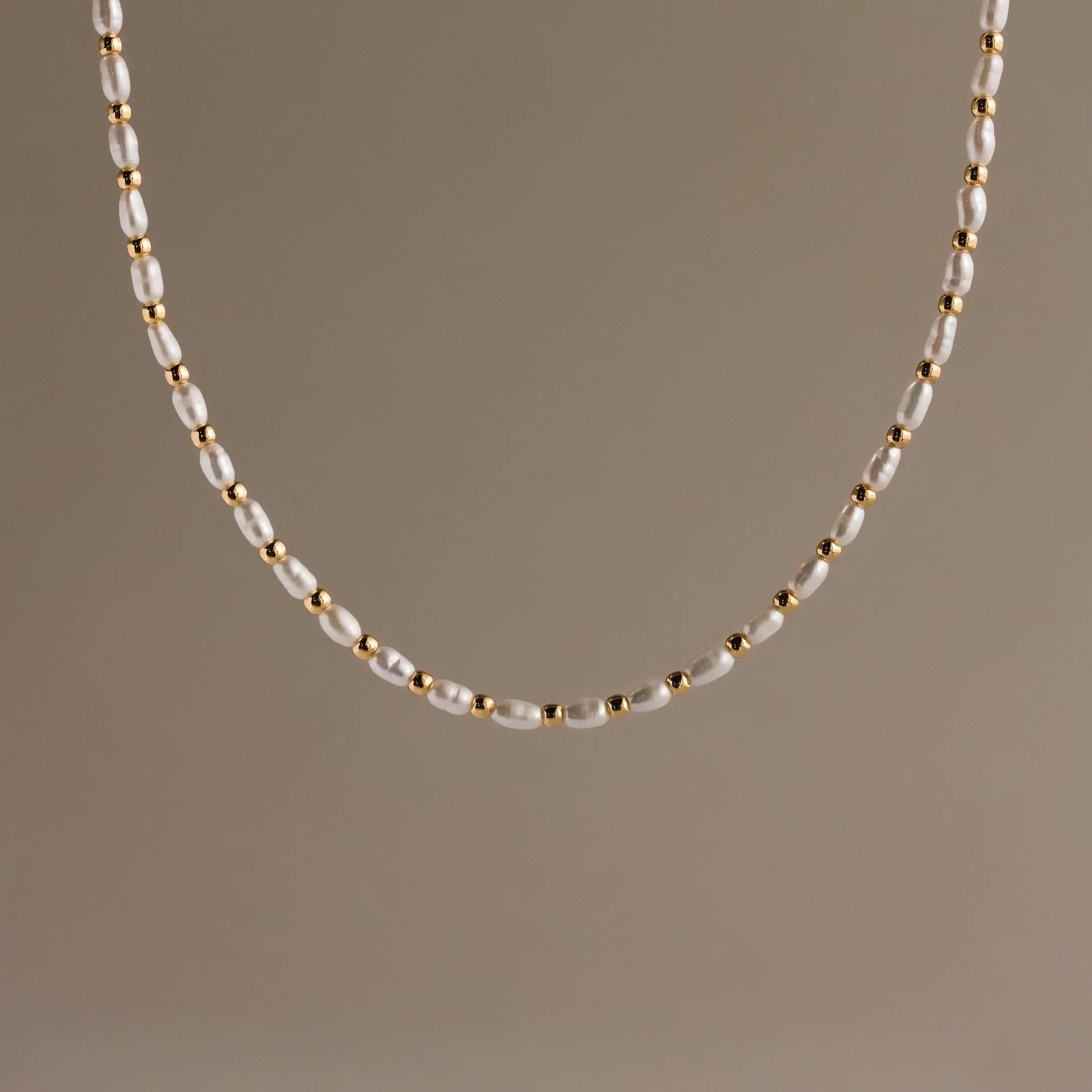 Beaded Pearl Necklace 18K Gold Plated