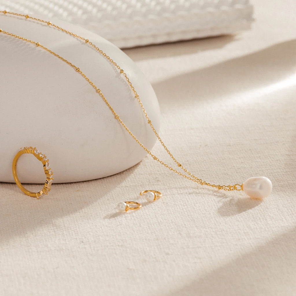 Ariel Pearl Necklace Silver 18K Gold Plated