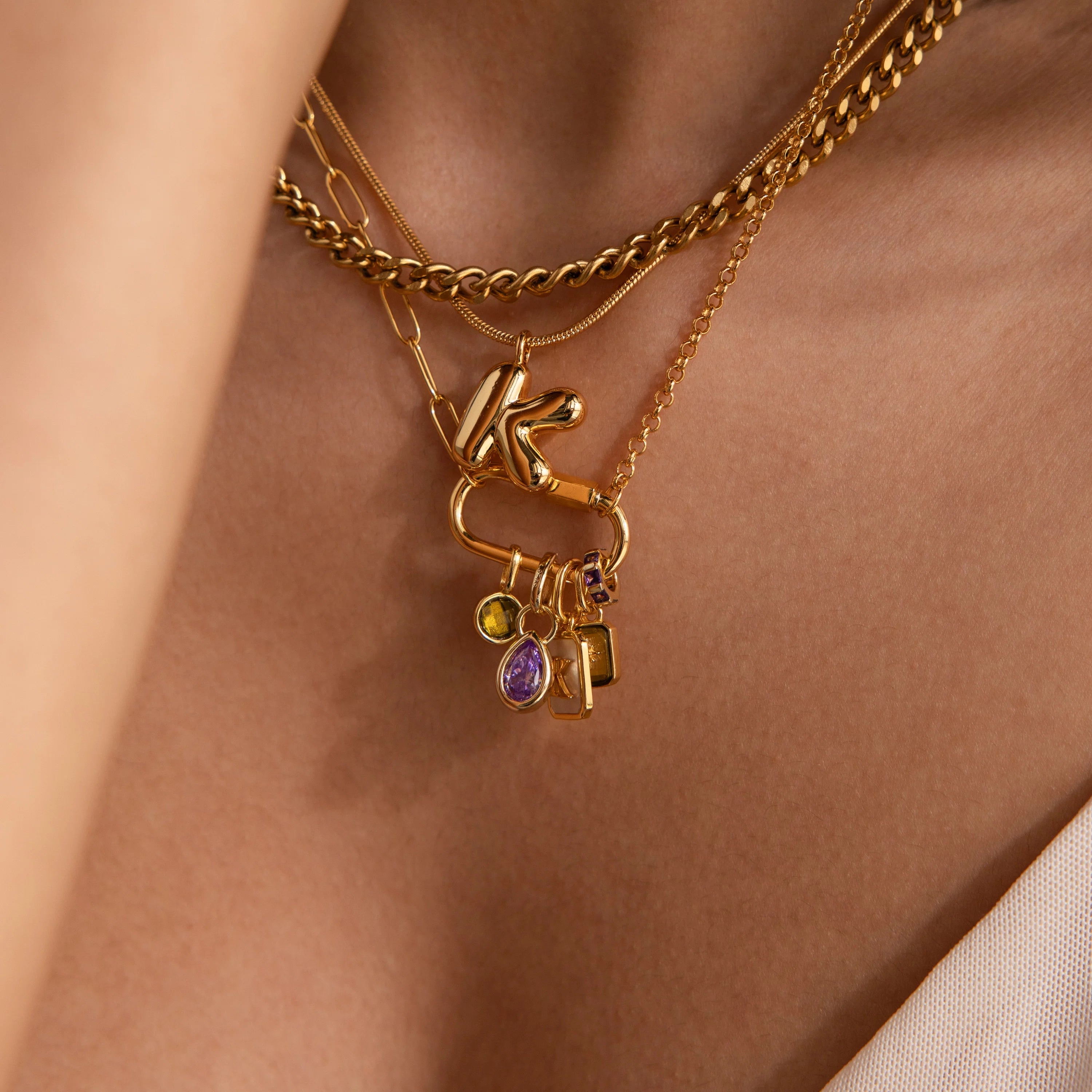Infinity Princess Topaz Charm Silver 18K Gold Plated
