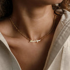 Carrie Figaro Chain Name Necklace Silver 18K Gold Plated
