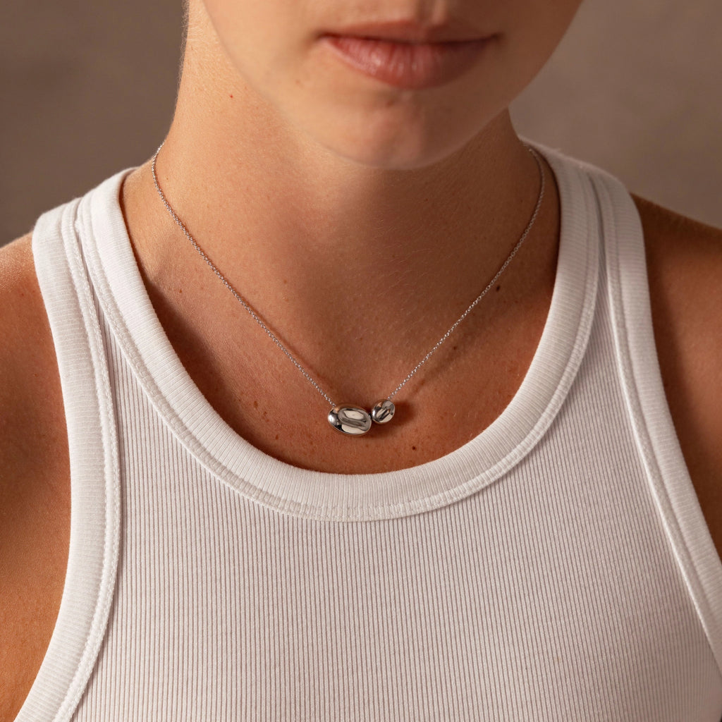 Duo Pebble Necklace Silver 18K Gold Plated