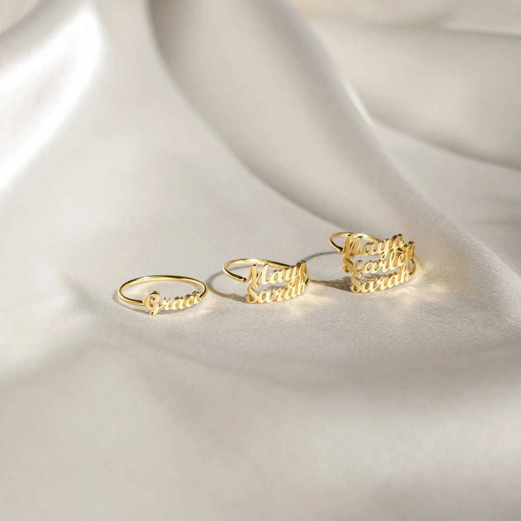London Duo Name Ring Silver 18K Gold Plated