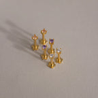 Dainty Birthstone Flatback Studs Silver 18K Gold Plated
