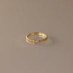 Dainty Ribbed Birthstone Ring Silver 18K Gold Plated