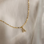 Dainty Pave Letter Necklace Silver 18K Gold Plated