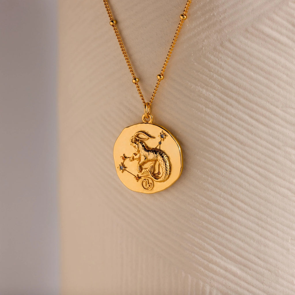 Zodiac Coin Necklace Silver 18K Gold Plated