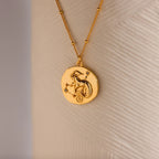 Zodiac Coin Necklace Silver 18K Gold Plated