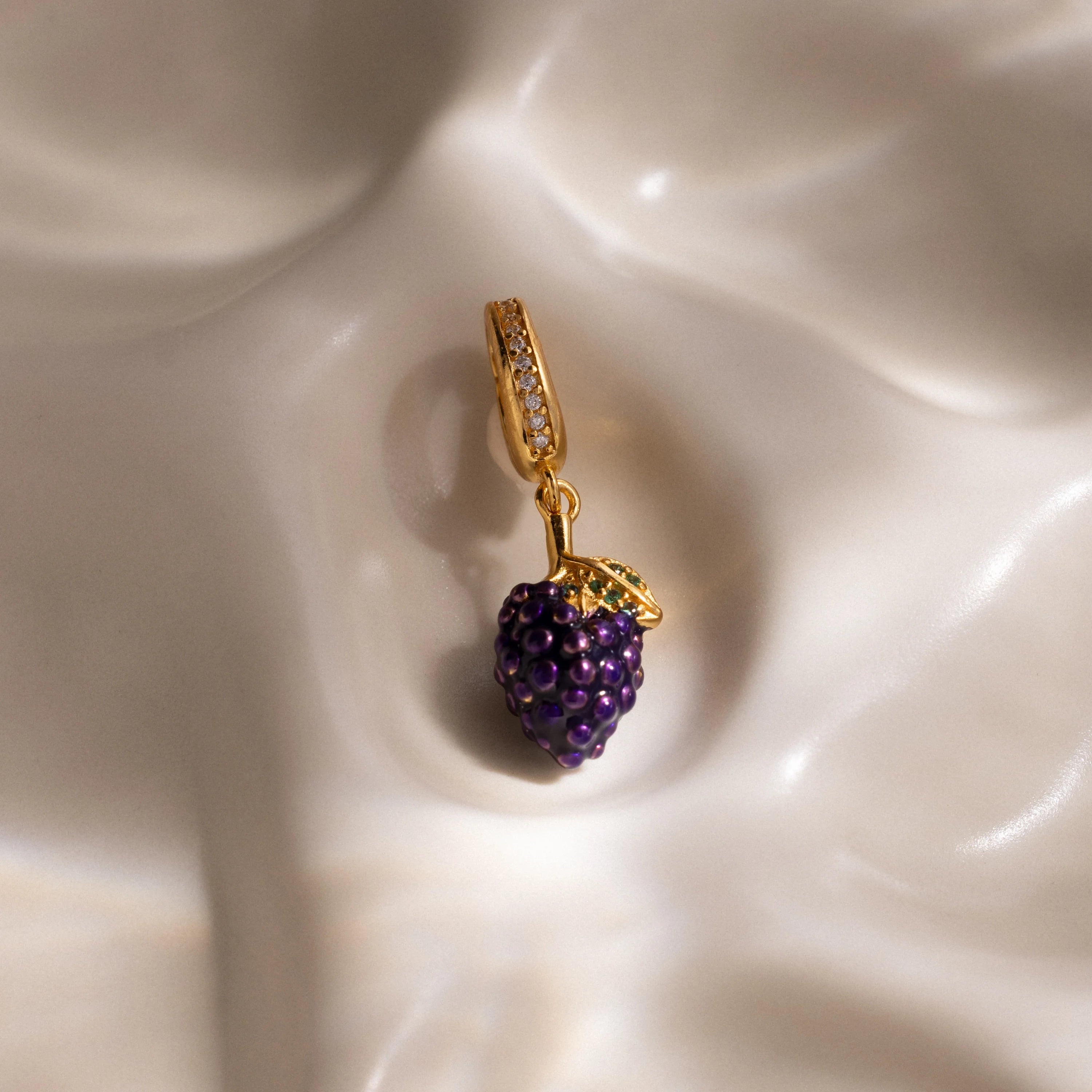 Birthstone Fruit Charm Silver 18K Gold Plated