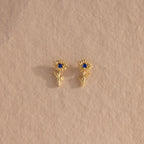 Birth Flower Stud Earrings Silver 18K Gold Plated