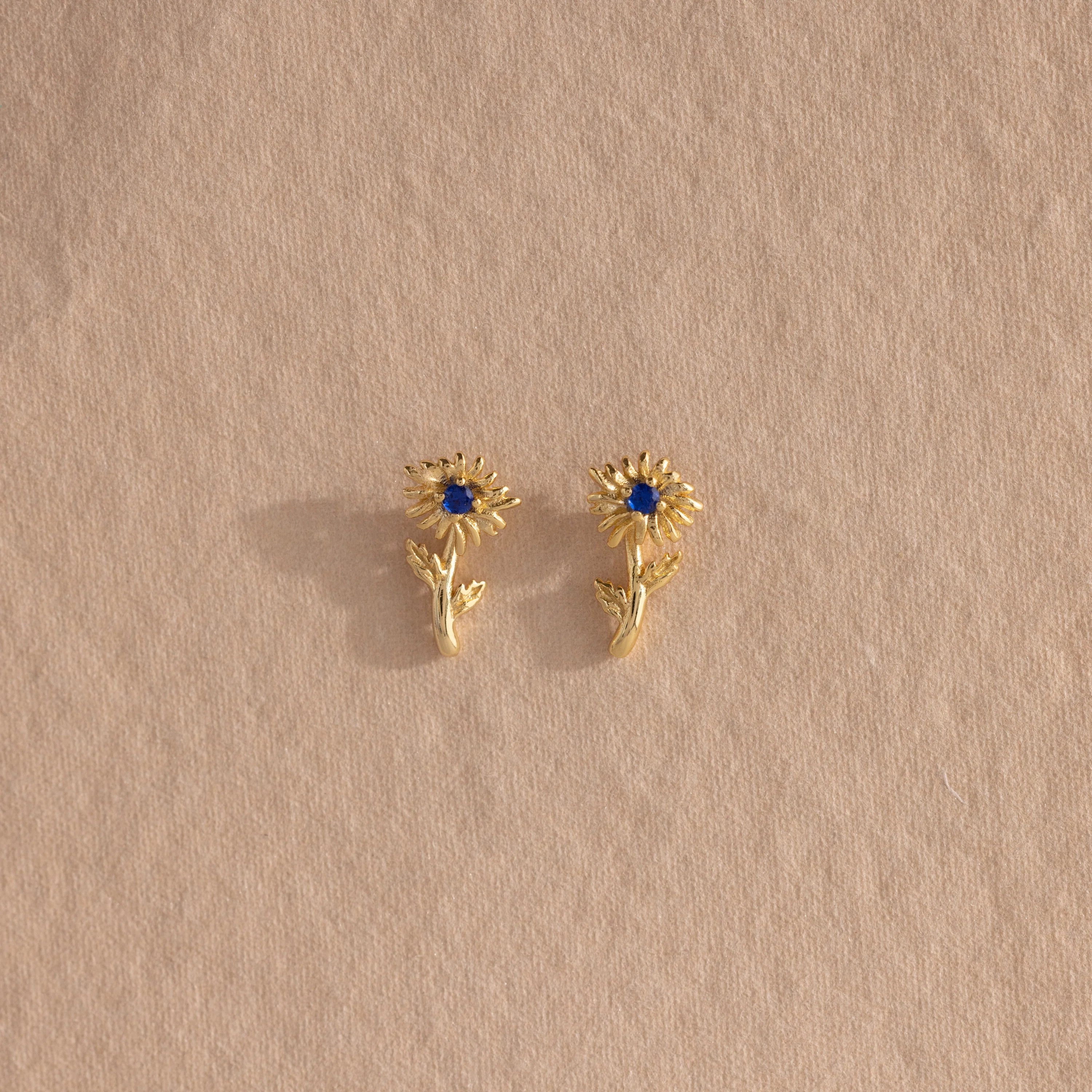 Birth Flower Stud Earrings Silver 18K Gold Plated