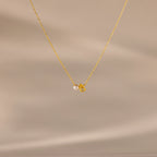 Teardrop Birthstone & Pearl Necklace Silver 18K Gold Plated