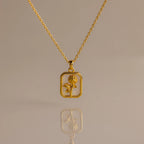 Birth Flower Charm Necklace Silver 18K Gold Plated