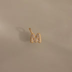 Diamond Pave Bubble Letter Charm Silver 18K Gold Plated