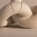 Dainty Pave Letter Necklace Silver 18K Gold Plated