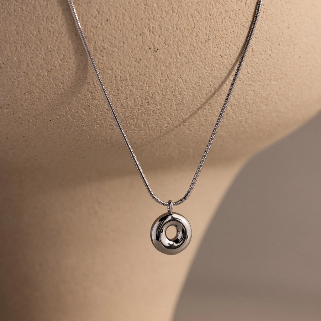 Bubble Letter Necklace Silver 18K Gold Plated