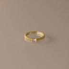 Dainty Ribbed Birthstone Ring Silver 18K Gold Plated