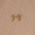 Birth Flower Stud Earrings Silver 18K Gold Plated