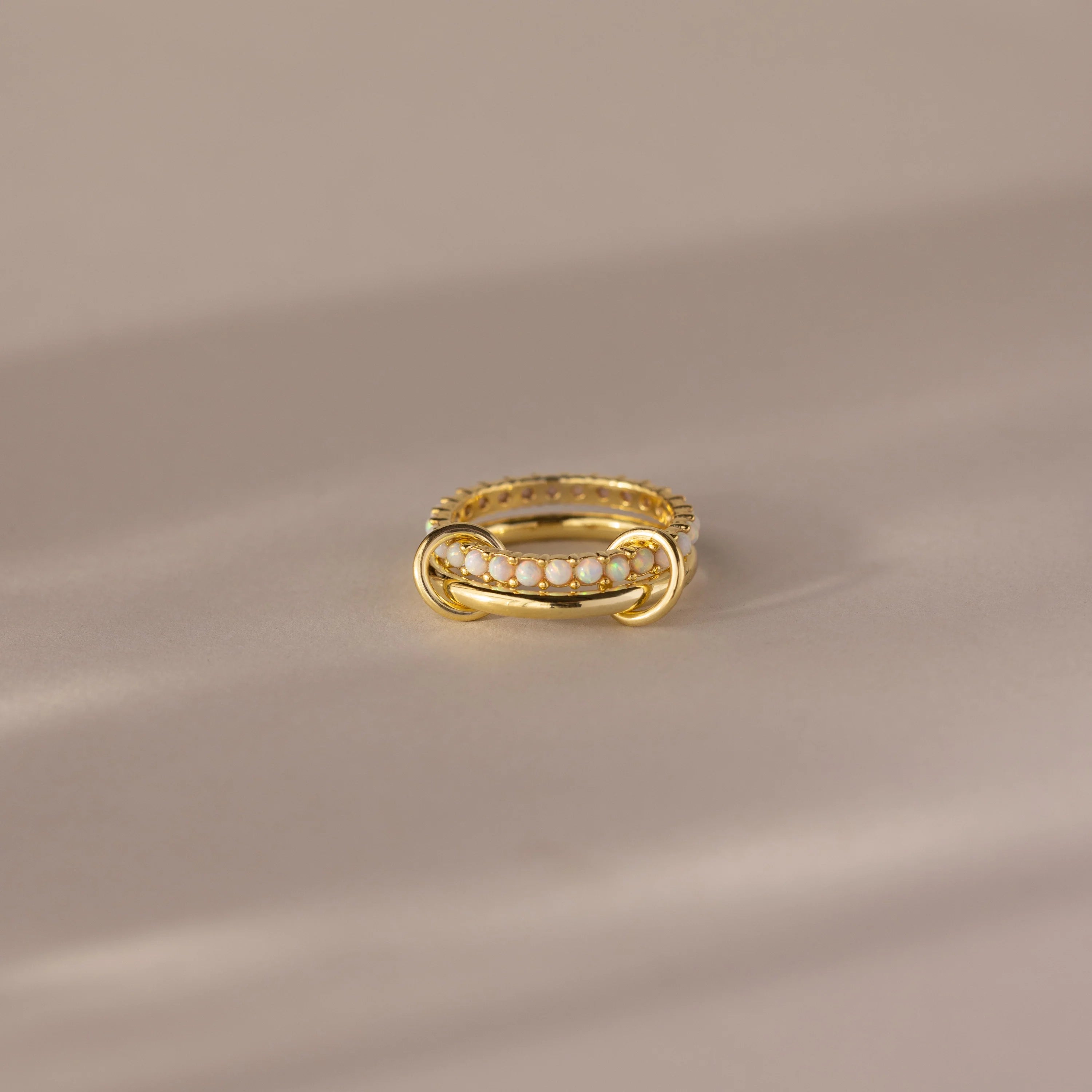 Duo Birthstone Eternity Band Linked Ring Set Silver 18K Gold Plated