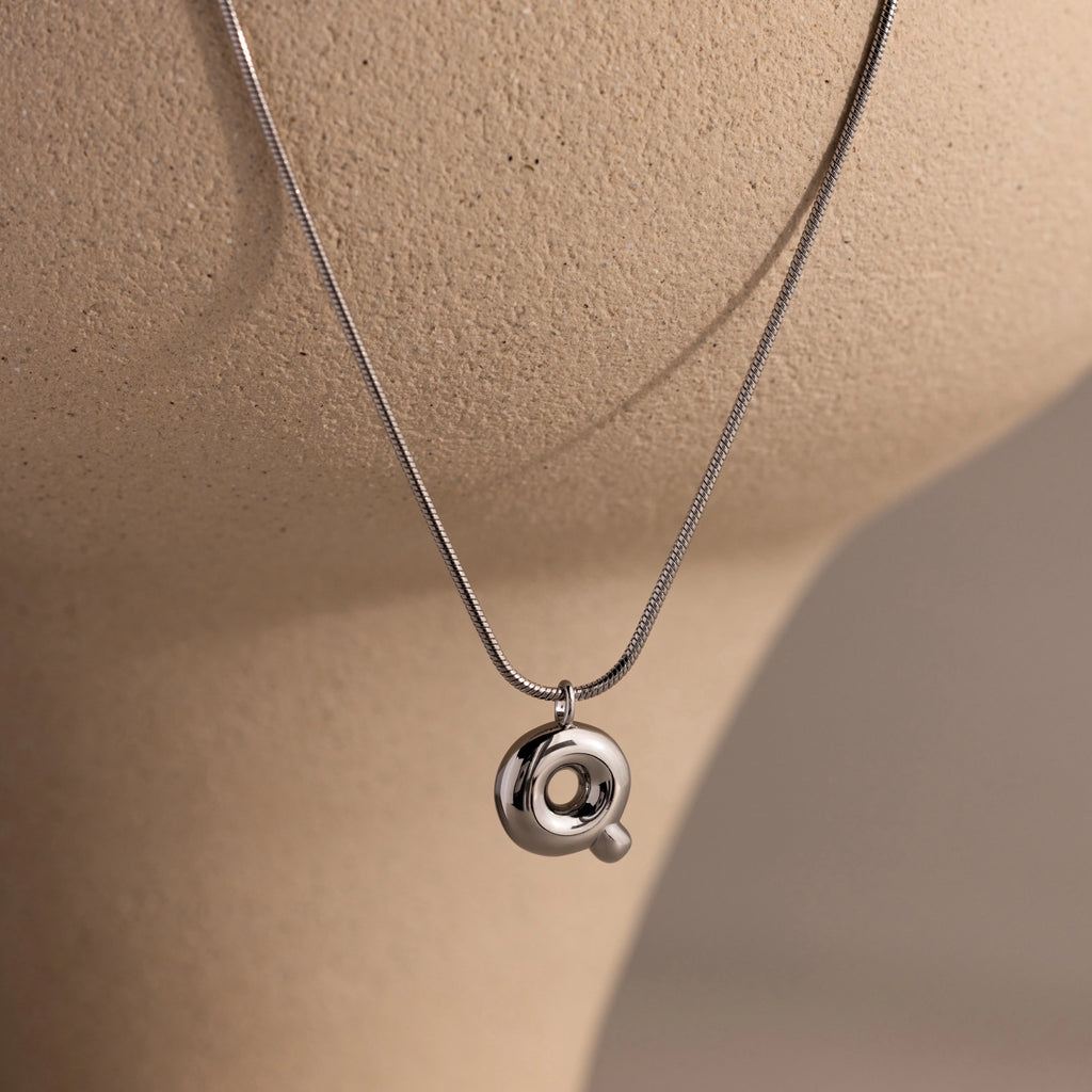 Bubble Letter Necklace Silver 18K Gold Plated