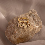Diamond Pave Bubble Letter Charm Silver 18K Gold Plated