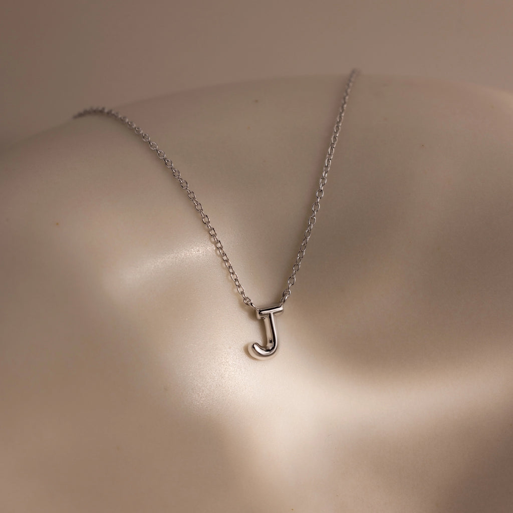 Dainty Bubble Letter Necklace Silver 18K Gold Plated
