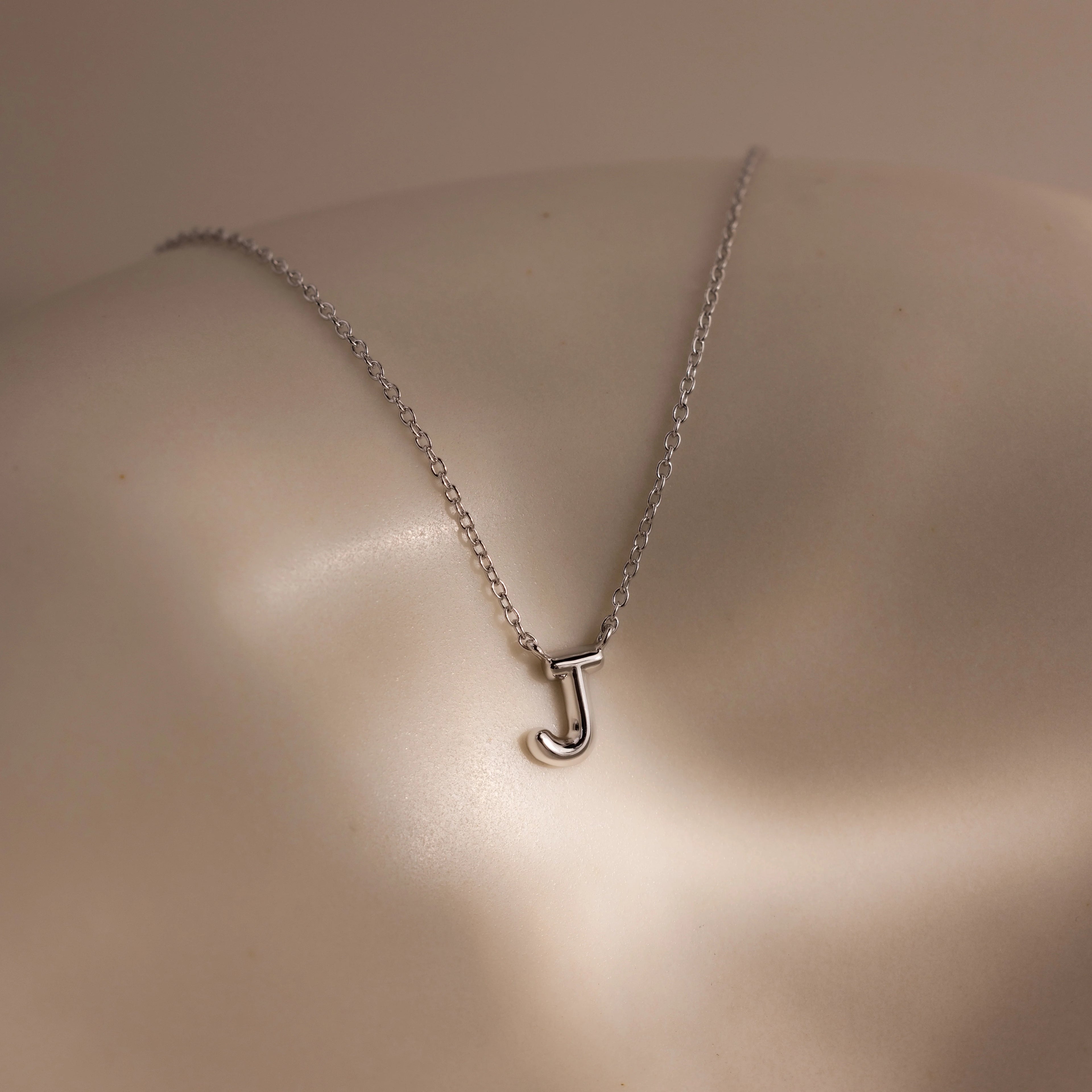 Dainty Bubble Letter Necklace Silver 18K Gold Plated