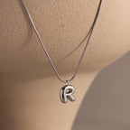 Bubble Letter Necklace Silver 18K Gold Plated