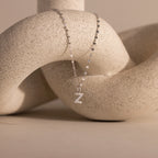 Dainty Pave Letter Necklace Silver 18K Gold Plated